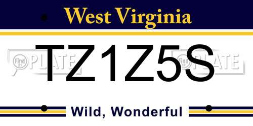 TZ1Z5S West Virginia License Plate