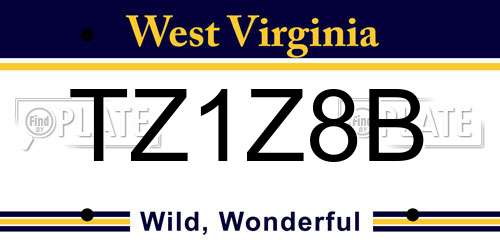 TZ1Z8B West Virginia License Plate