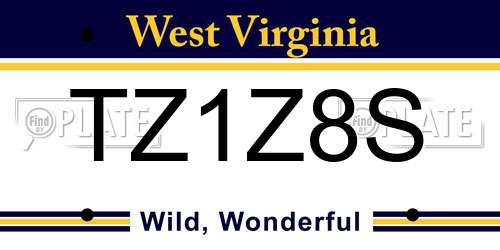 TZ1Z8S West Virginia License Plate