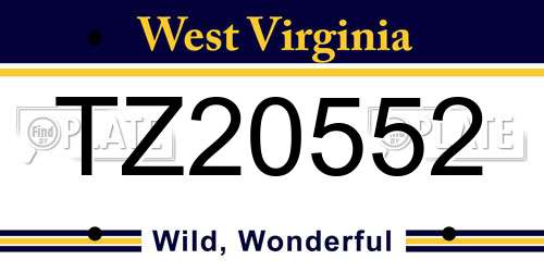 TZ20552 West Virginia License Plate