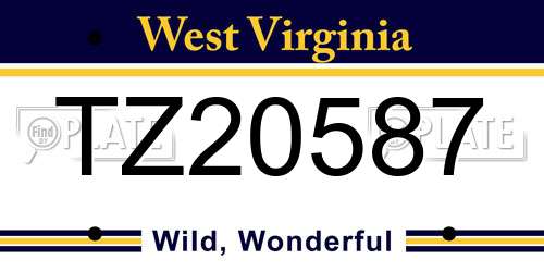 TZ20587 West Virginia License Plate