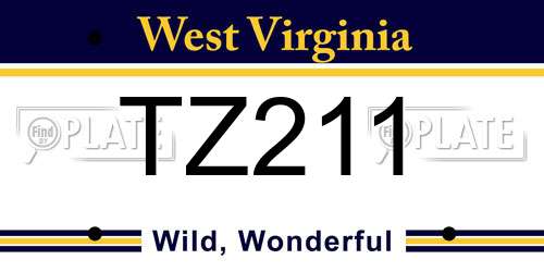 TZ211 West Virginia License Plate