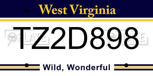 TZ2D898 West Virginia License Plate