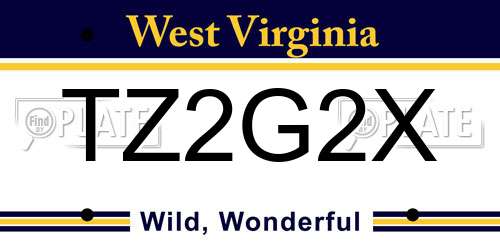 TZ2G2X West Virginia License Plate