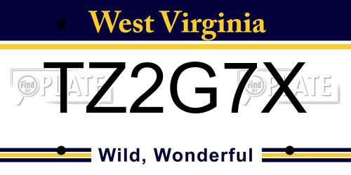 TZ2G7X West Virginia License Plate