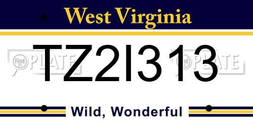 TZ2I313 West Virginia License Plate