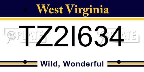 TZ2I634 West Virginia License Plate