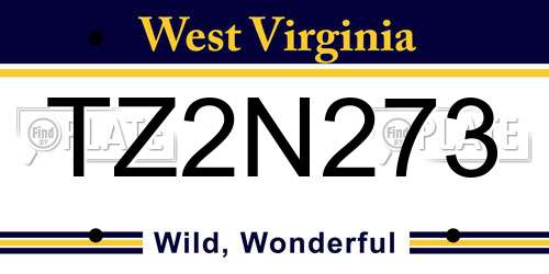 TZ2N273 West Virginia License Plate