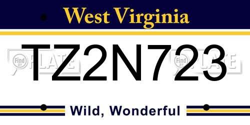 TZ2N723 West Virginia License Plate