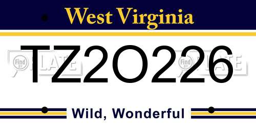 TZ2O226 West Virginia License Plate