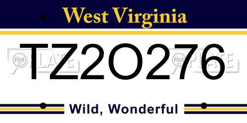 TZ2O276 West Virginia License Plate