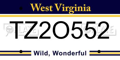 TZ2O552 West Virginia License Plate