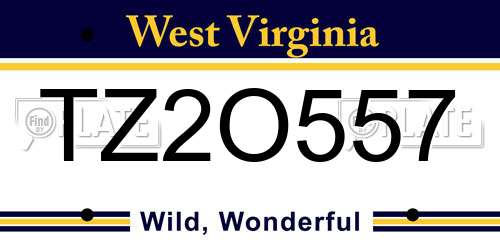 TZ2O557 West Virginia License Plate