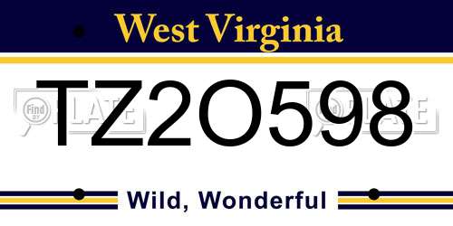 TZ2O598 West Virginia License Plate