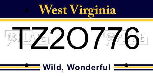 TZ2O776 West Virginia License Plate