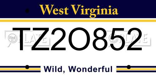 TZ2O852 West Virginia License Plate