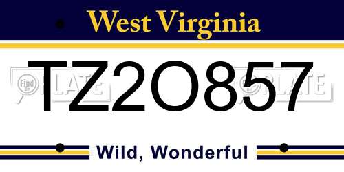 TZ2O857 West Virginia License Plate