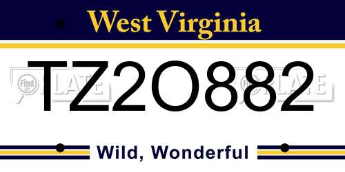 TZ2O882 West Virginia License Plate