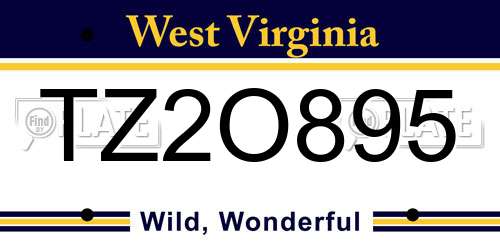 TZ2O895 West Virginia License Plate