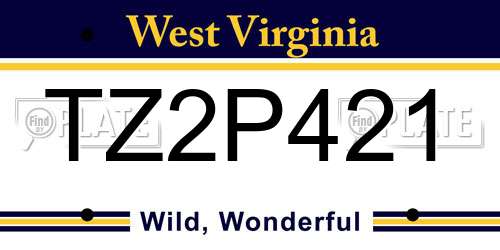 TZ2P421 West Virginia License Plate