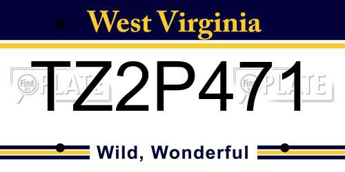 TZ2P471 West Virginia License Plate