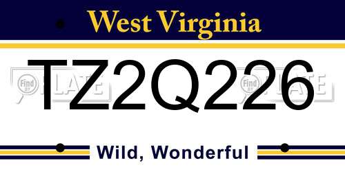 TZ2Q226 West Virginia License Plate