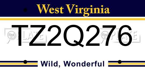 TZ2Q276 West Virginia License Plate