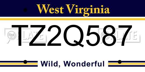 TZ2Q587 West Virginia License Plate