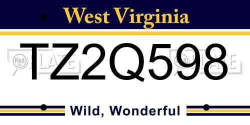 TZ2Q598 West Virginia License Plate