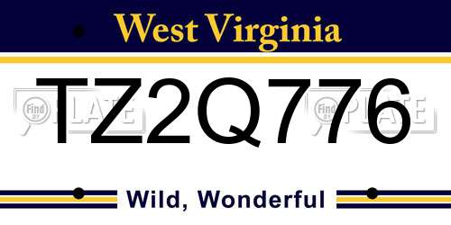 TZ2Q776 West Virginia License Plate