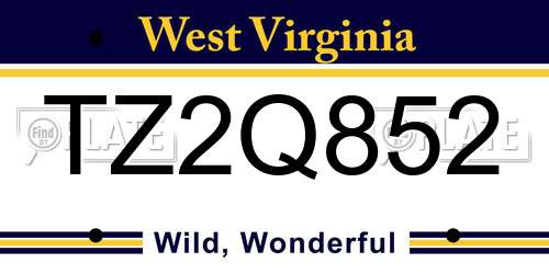 TZ2Q852 West Virginia License Plate