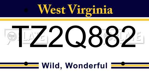TZ2Q882 West Virginia License Plate