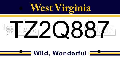 TZ2Q887 West Virginia License Plate
