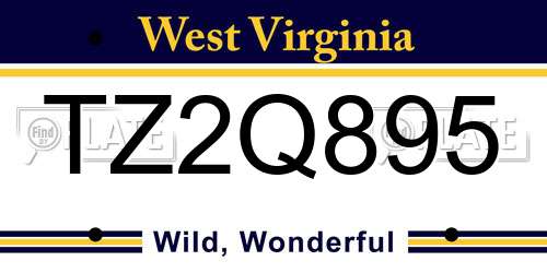 TZ2Q895 West Virginia License Plate