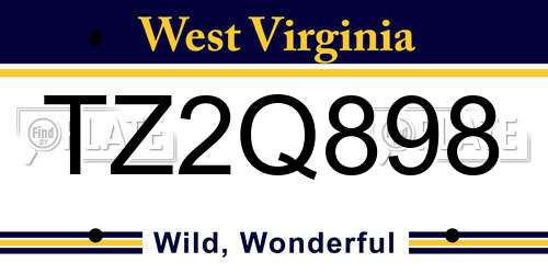 TZ2Q898 West Virginia License Plate