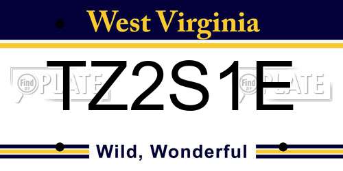 TZ2S1E West Virginia License Plate