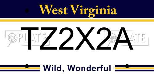 TZ2X2A West Virginia License Plate