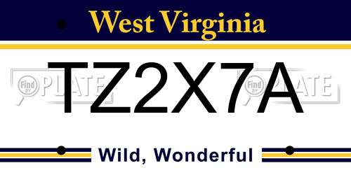 TZ2X7A West Virginia License Plate