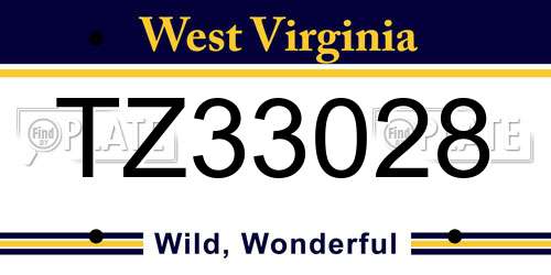 TZ33028 West Virginia License Plate