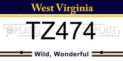 TZ474 West Virginia License Plate