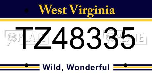 TZ48335 West Virginia License Plate