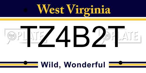 TZ4B2T West Virginia License Plate