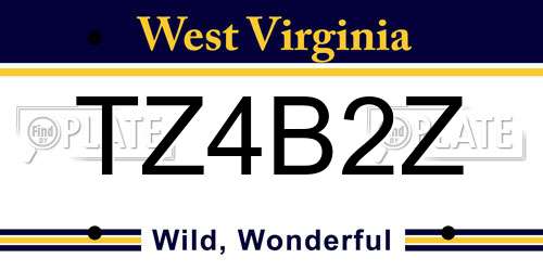 TZ4B2Z West Virginia License Plate