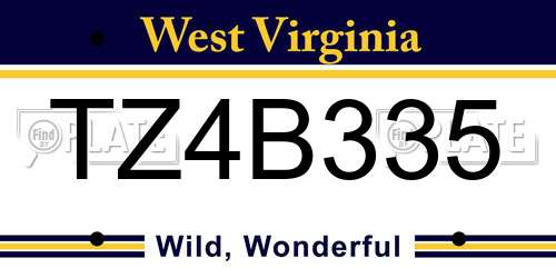 TZ4B335 West Virginia License Plate
