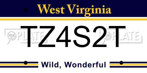 TZ4S2T West Virginia License Plate