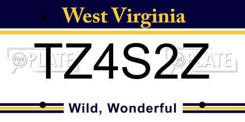 TZ4S2Z West Virginia License Plate