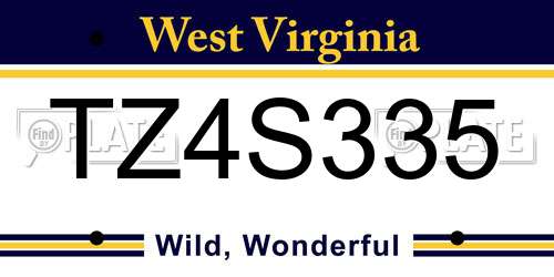 TZ4S335 West Virginia License Plate