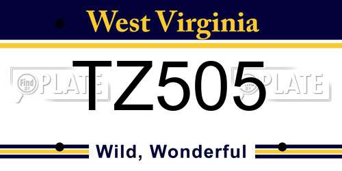 TZ505 West Virginia License Plate