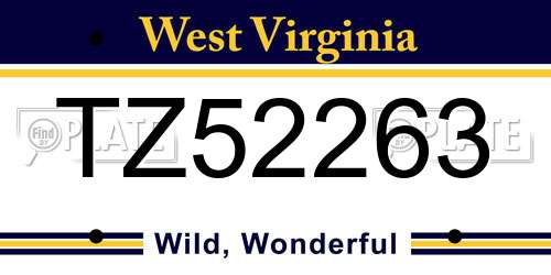 TZ52263 West Virginia License Plate