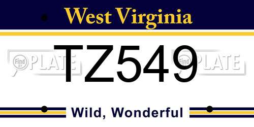 TZ549 West Virginia License Plate